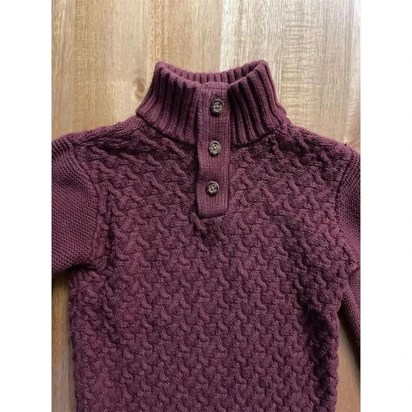 Hope & Henry Kids XS size 4 Burgundy Red Mock Neck Cable Knit Sweater Pullover - Picture 3 of 4